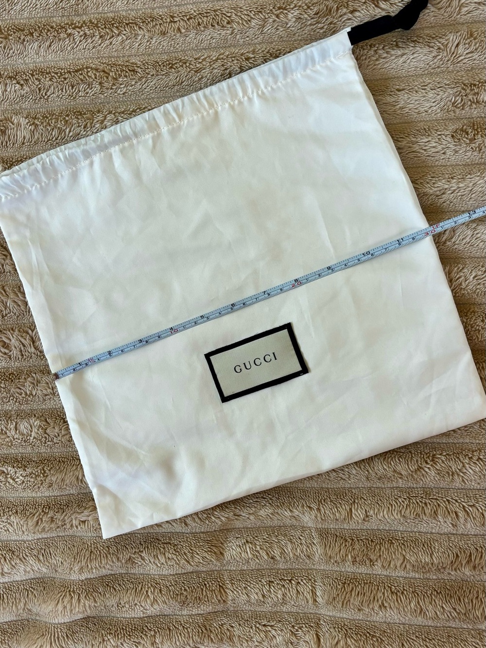 Gucci White Drawstring Logo Dust Bag with Black Trim